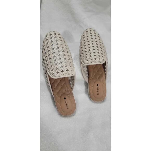 NWT Women's Birdies Phoebe Woven Slide Mule Ecru Woven Faux Leather size 7 Boho - Picture 2 of 6